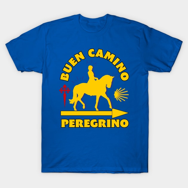 Horseback Camino de Santiago Buen Camino Peregrino T-Shirt by Brasilia Catholic